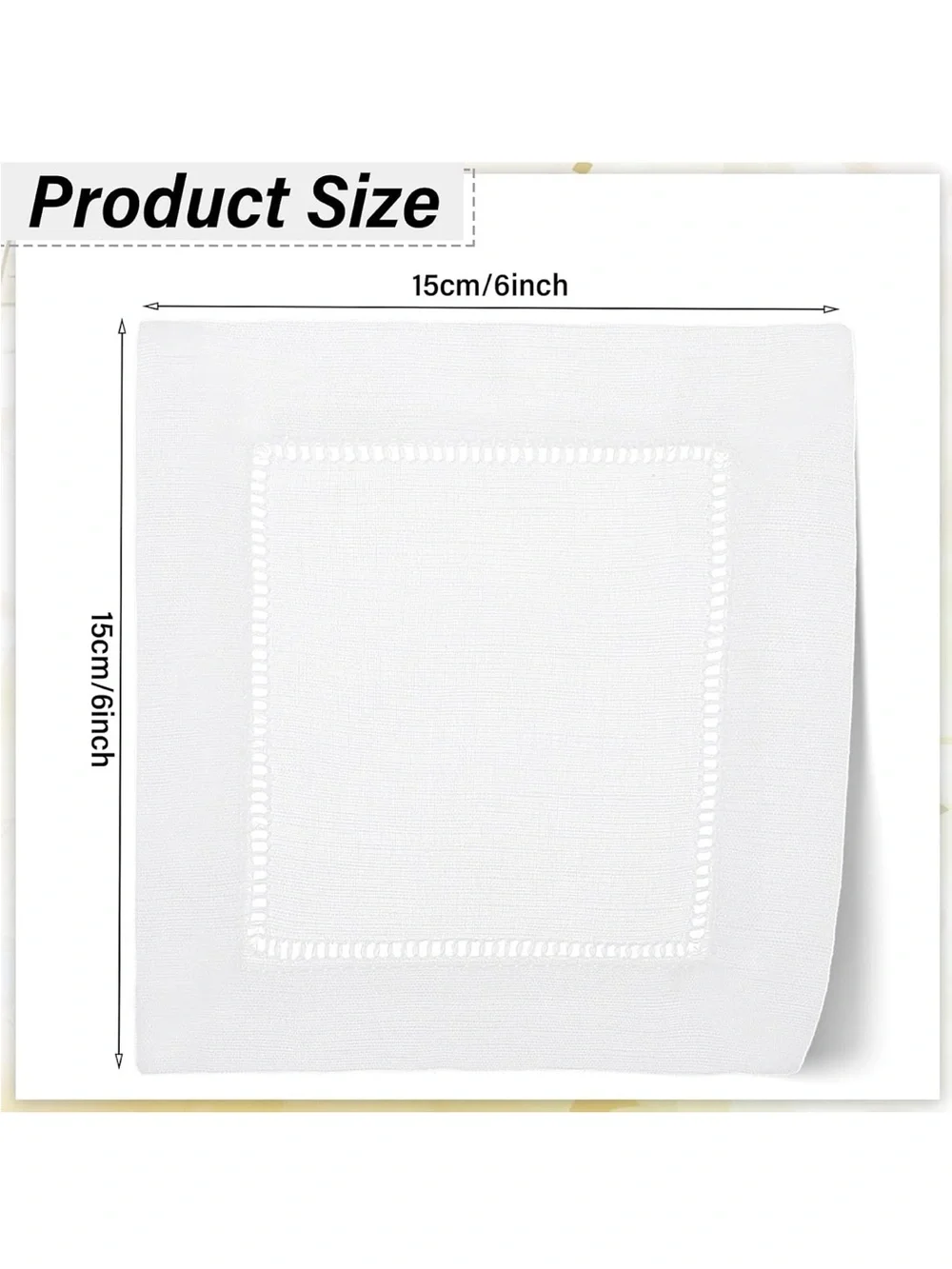 NEW Jerify 160 Pcs Linen Cocktail Napkins Bulk  6”x6” White Cloth Hemstitch
